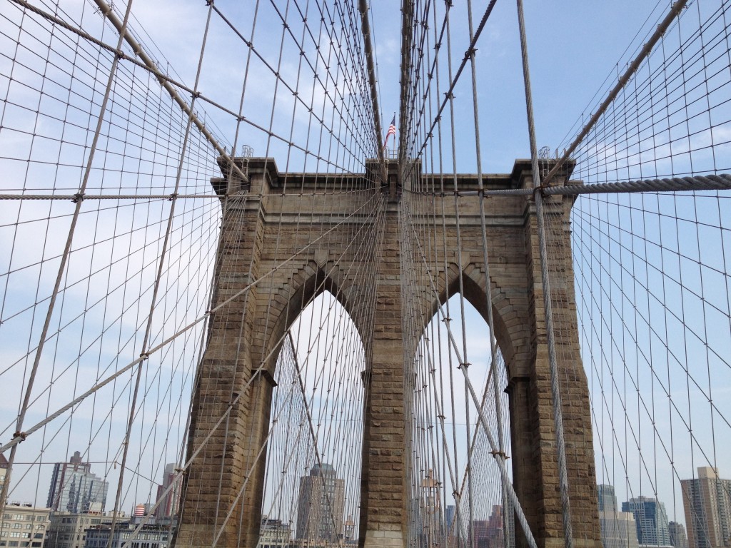 Walking across the Brooklyn Bridge