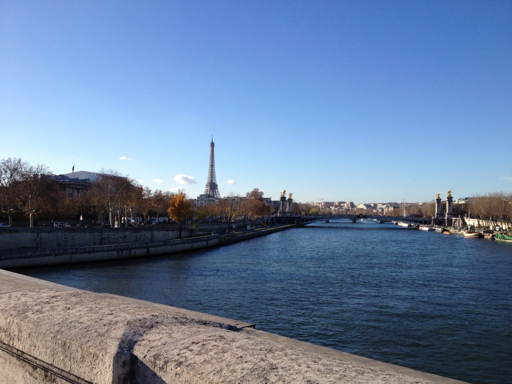 Crossing the Ponte de la Concorde Bridge - La Seine & the Eiffel Tower.